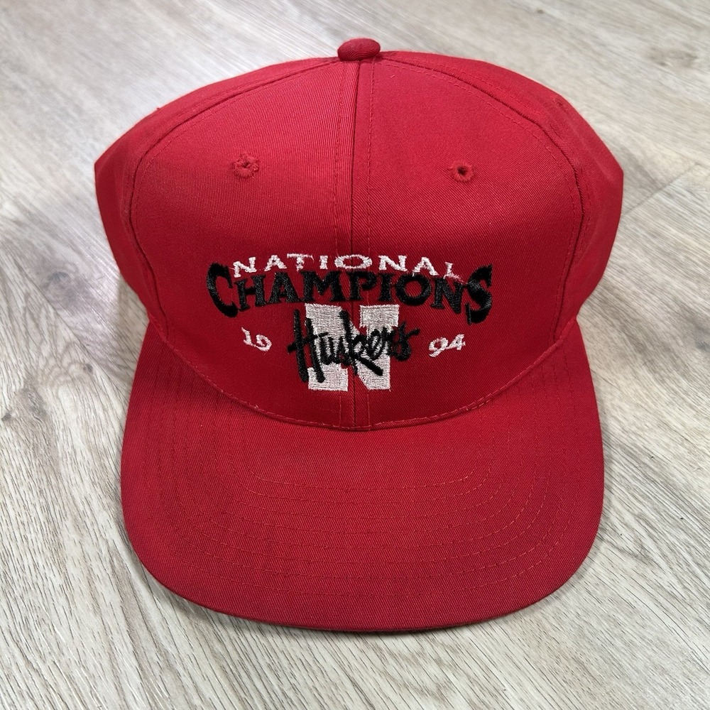VTG 1994 Nebraska Cornhuskers Snapback Hat National Champs Headmaster Red Cap